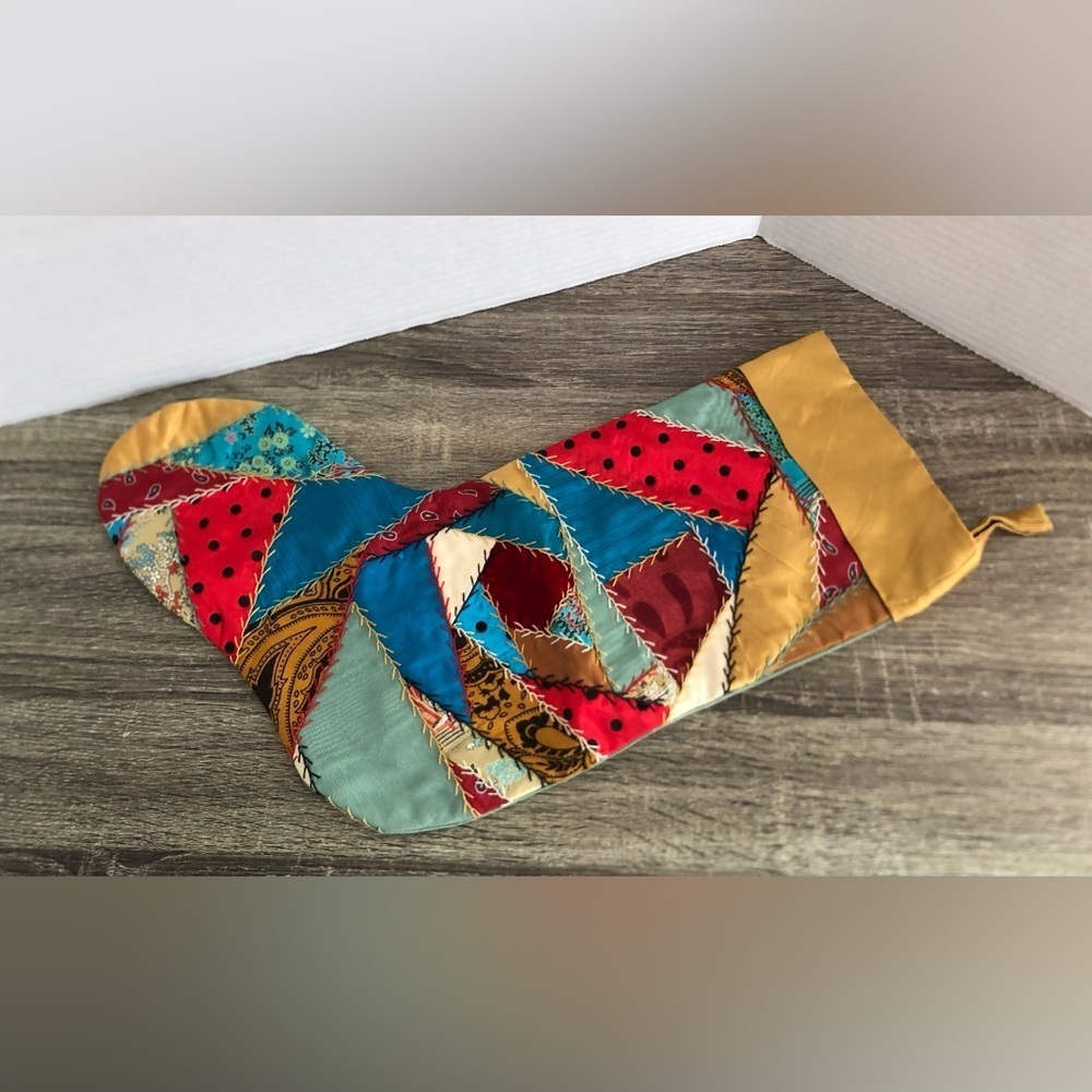 Hand Made Patchwork Holiday Stocking - Picture 2 of 10